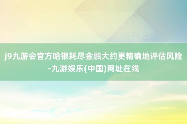 j9九游会官方哈银耗尽金融大约更精确地评估风险-九游娱乐(中国)网址在线