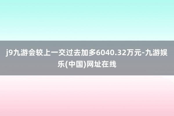 j9九游会较上一交过去加多6040.32万元-九游娱乐(中国)网址在线