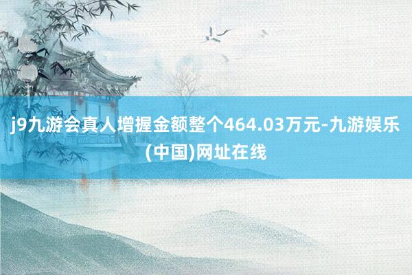 j9九游会真人增握金额整个464.03万元-九游娱乐(中国)网址在线