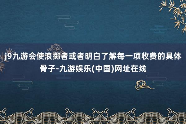 j9九游会使浪掷者或者明白了解每一项收费的具体骨子-九游娱乐(中国)网址在线