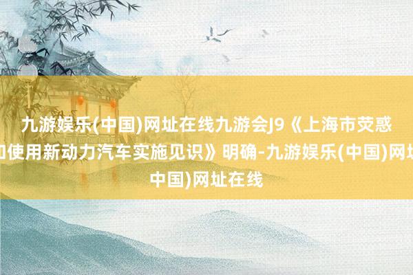 九游娱乐(中国)网址在线九游会J9《上海市荧惑购买和使用新动力汽车实施见识》明确-九游娱乐(中国)网址在线