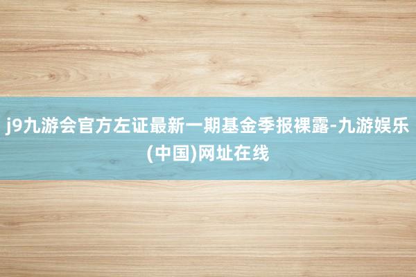 j9九游会官方左证最新一期基金季报裸露-九游娱乐(中国)网址在线